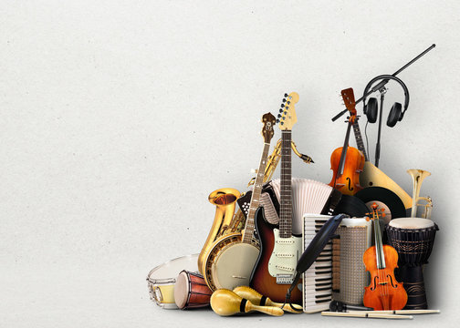 Musical instruments, orchestra or a collage of music