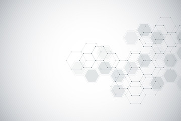 Hexagon background design. Geometric abstract background with molecular structure