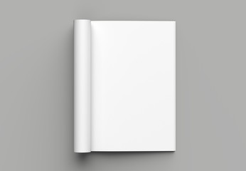 Soft cover brochure, magazine, book or catalog mock up isolated on gray background. 3D illustrating