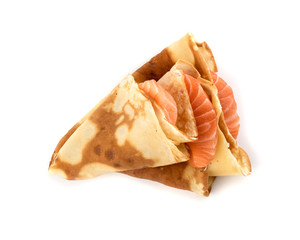 Crepes with Sliced Salmon Fillet