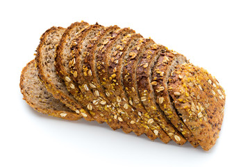 Whole wheat bread isolated on white background.