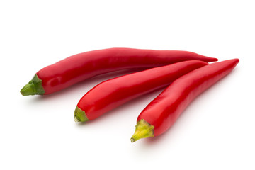 Red chilli pepper isolated on a white background.