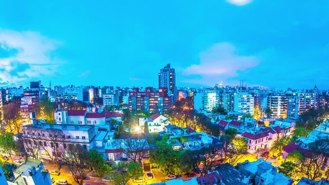 Time-lapse view of clouds moving over Montevideo in Uruguay at night.

