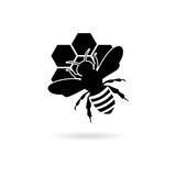 Download "Black Bee Silhouette isolated on white background ...