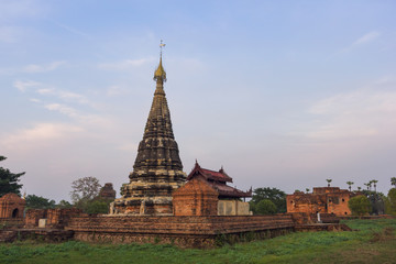 Fototapeta na wymiar Ancient Pagoda (Lawka Dawtha Man Aung) at Inn Wa township (Ancient township between 14th and 19th century), Mandalay, Myanmar