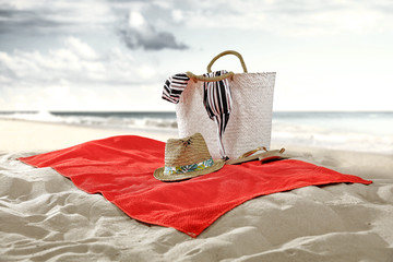 Naklejka premium towel on beach 