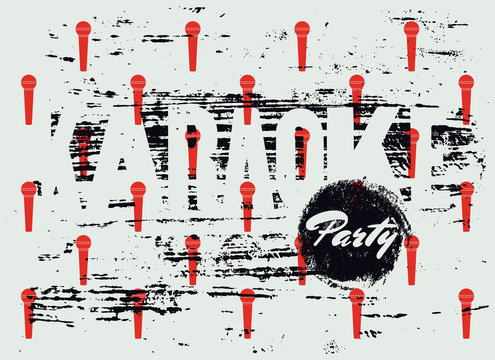 Karaoke Party typographic vintage grunge poster. Retro vector illustration.