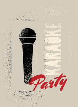 Karaoke typographic stencil spray grunge style poster design. Retro vector illustration.