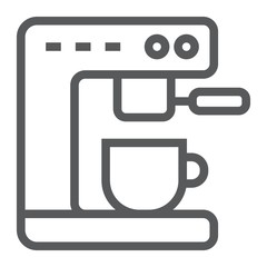 Coffee machine line icon, kitchen and cooking, cup sign vector graphics, a linear pattern on a white background, eps 10.