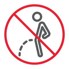 No peeing line icon, prohibition and forbidden, no toilet sign vector graphics, a linear pattern on a white background, eps 10.