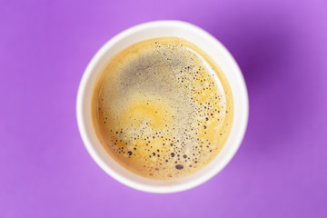 Take-out coffee americano in opened thermo cup