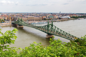 Fototapeta na wymiar freedom bridge over the danub in budapest hungary