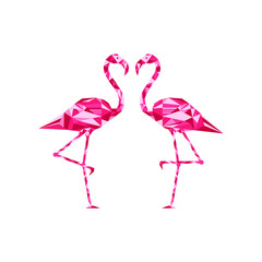Vector illustration pink flamingo couple. Exotic bird. Cool flamingo decorative flat design element.