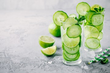 Infused detox water with  cucumber and lime.