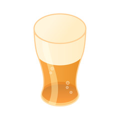 Lager beer in glass isometric icon, alcohol concept