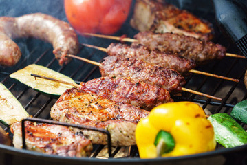 grilled meat with vegetables