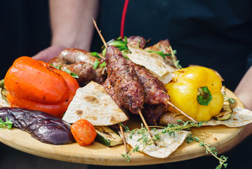 grilled meat with vegetables