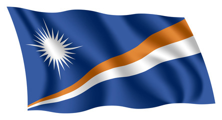 Marshall Islands flag. Isolated national flag of Marshall Islands. Waving flag of the Republic of the Marshall Islands. Fluttering textile marshallese flag.