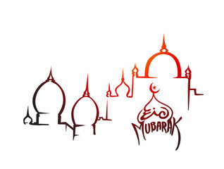 Eid Mubarak celebration- Mosque. Vector illustration.