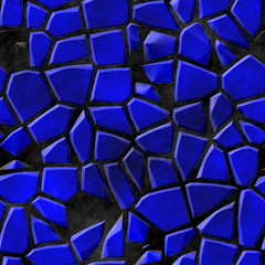 cobble stones irregular mosaic pattern texture seamless background - pavement vibrant royal bluer colored pieces on black concrete ground