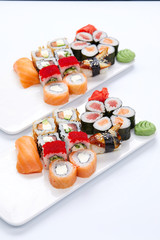 sushi set on the white background
