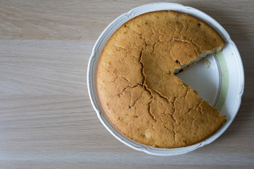 A beautiful and mouth-watering home-made cake closeup and copy space