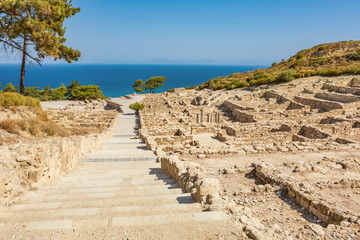 Staircase of main street in city of Kamiros (island of Rhodes, Greece)