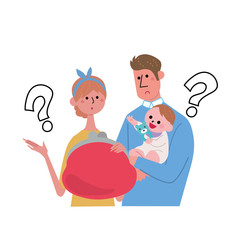 親子　イラスト　お金の悩み
