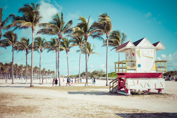Lifeguard Tower in South Beach, Miami Beach, Florida.