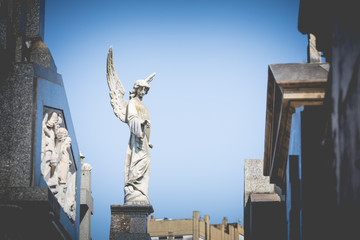 Monuments at Recoleta Cemetery, a public cemetery in Buenos Aires, Argentina.