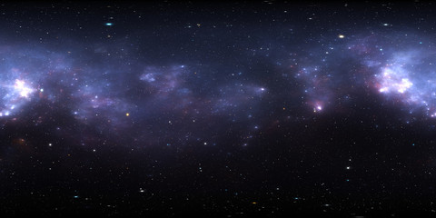 360-Grad-Weltraumnebel-Panorama, gleichwinklige Projektion, Umgebungskarte. Sphärisches HDRI-Panorama. Weltraumhintergrund mit Nebel und Sternen.