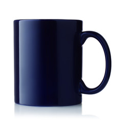 Side view of blue coffee mug