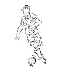 Football player vector by hand drawing.Soccer sport sketch on white background.Player sport for coloring book.