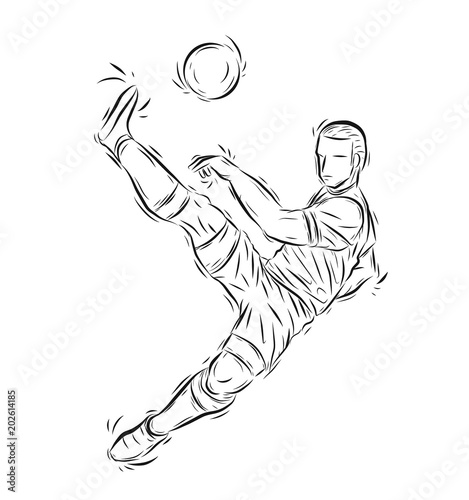 Football Player Vector By Hand Drawing Soccer Sport Sketch