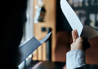 waiter holding a tray