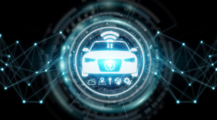 Modern digital smart car interface 3D rendering