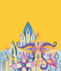 Marrakesh in Morocco watercolor hand drawn illustration