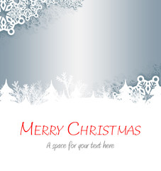 Merry Christmas against white snow flake frame on silver