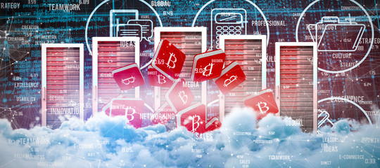 Digitally composite image of storm clouds  against various sign
