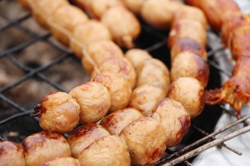 Grilled sausage asia is delicious in market