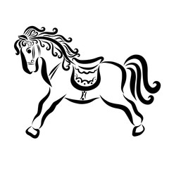 Pretty toy horse, black lines