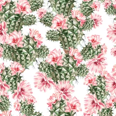 Foto op Plexiglas Beautiful Watercolor pattern with cactus . © knopazyzy