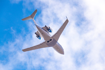 Buisness jet in the blue sky

