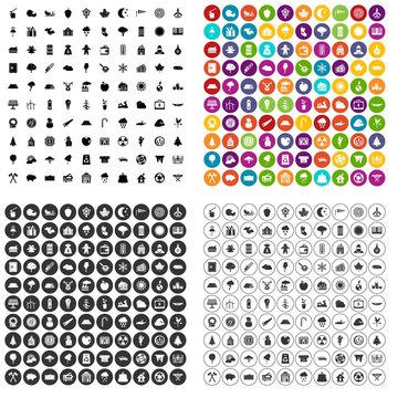 100 lumberjack icons set vector in 4 variant for any web design isolated on white