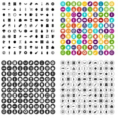 100 lunch icons set vector in 4 variant for any web design isolated on white