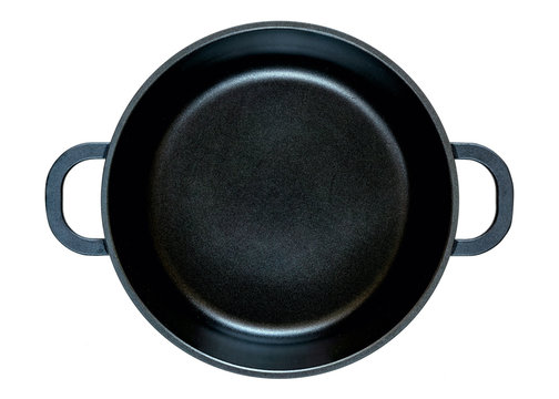 A new cast-iron pan for eating. View from above