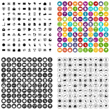 100 mail icons set vector in 4 variant for any web design isolated on white