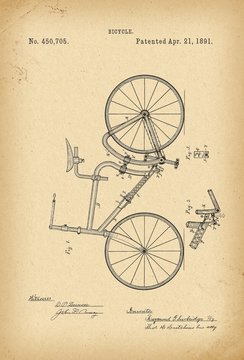 1891 Patent Velocipede Bicycle history  invention