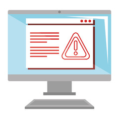 desktop computer with alert template vector illustration design