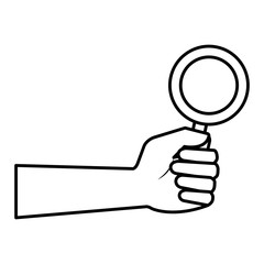 hand human with magnifying glass isolated icon vector illustration design